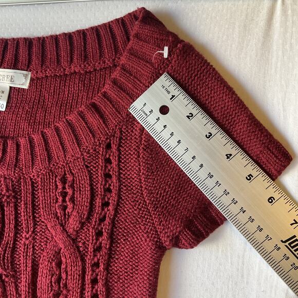 Decree Women Dress Size M Red Cable Knit Sweater Dress Short Sleeve Knee Length - Picture 5 of 10